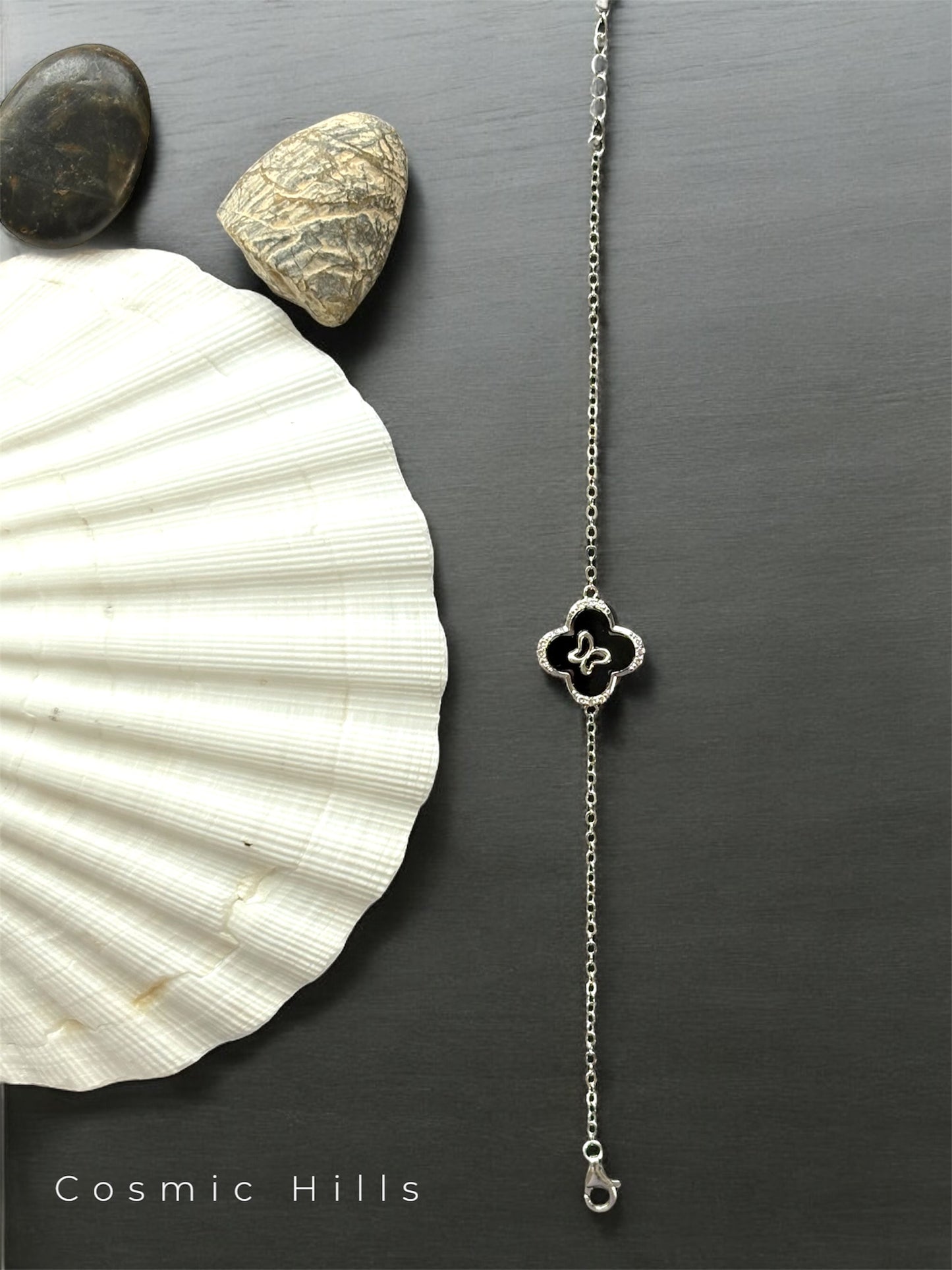 Black Enamel Leaf Bracelet