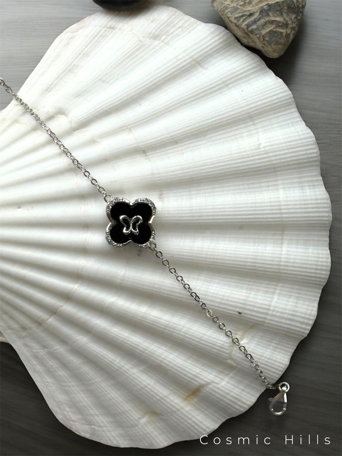 Black Enamel Leaf Bracelet
