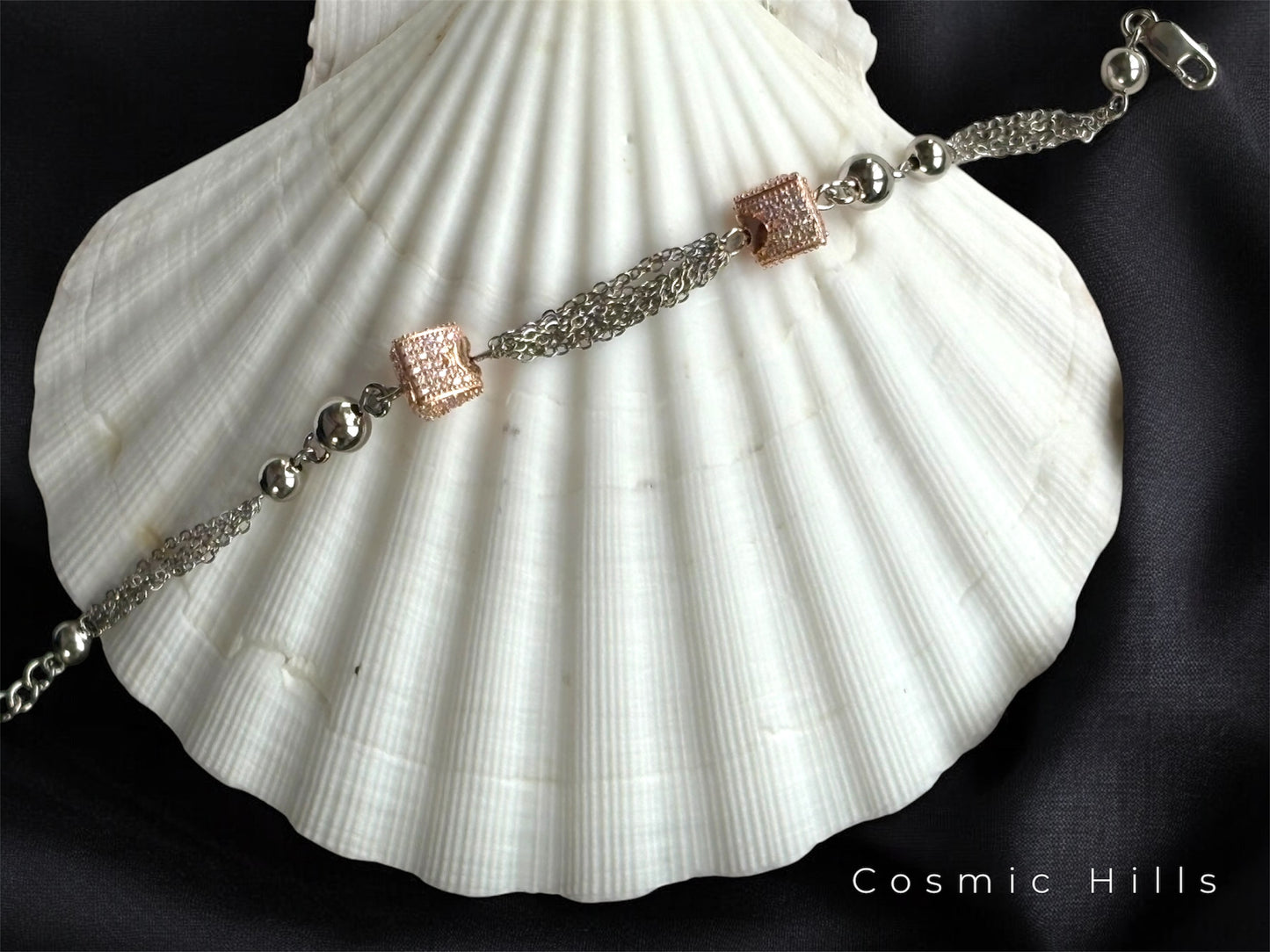 Pink Square Bead Bracelet